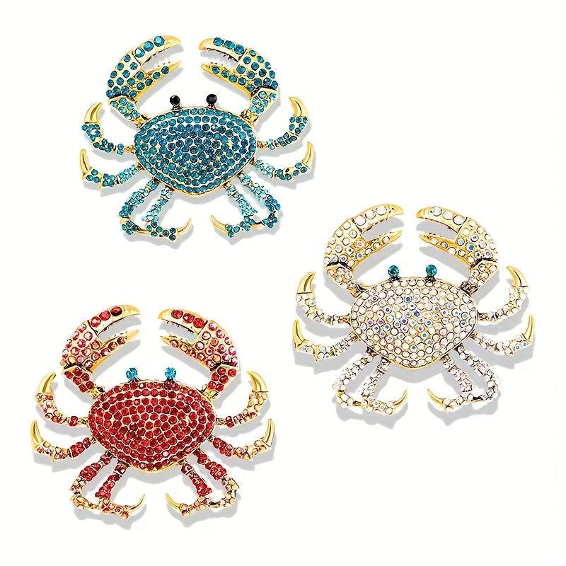 Crab Brooches Rhinestone Sea Animal Party Office Pins
