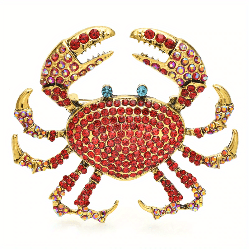 Crab Brooches Rhinestone Sea Animal Party Office Pins