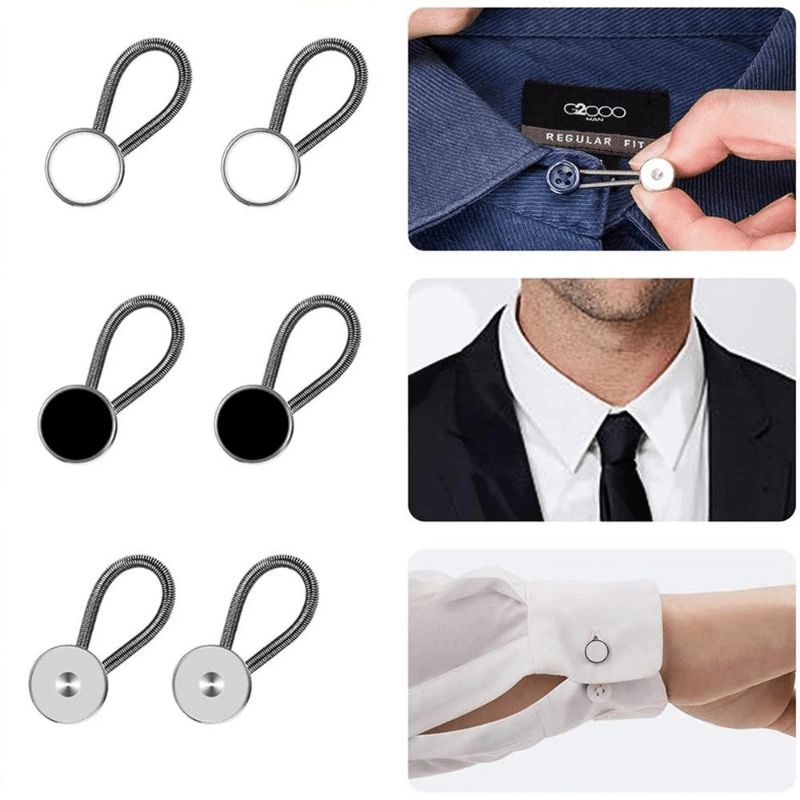 3pcs Collar Extension Metal Button Shirt Waist Extender Set