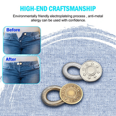 4pcs Waist Extender Button Metal Elastic Spring Jeans Waistband No Sew