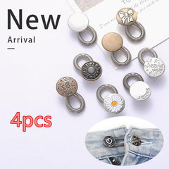 4pcs Waist Extender Button Metal Elastic Spring Jeans Waistband No Sew