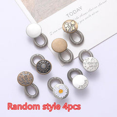 4pcs Waist Extender Button Metal Elastic Spring Jeans Waistband No Sew