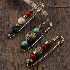 Natural Stone Brooch Pin For Clothing Dress Decor