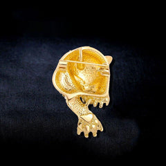 Rhinestone Tiger Head Brooch Retro Style Men's Fashion Accessory