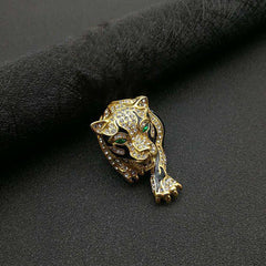 Rhinestone Tiger Head Brooch Retro Style Men's Fashion Accessory