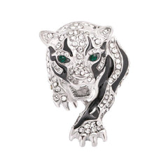 Rhinestone Tiger Head Brooch Retro Style Men's Fashion Accessory