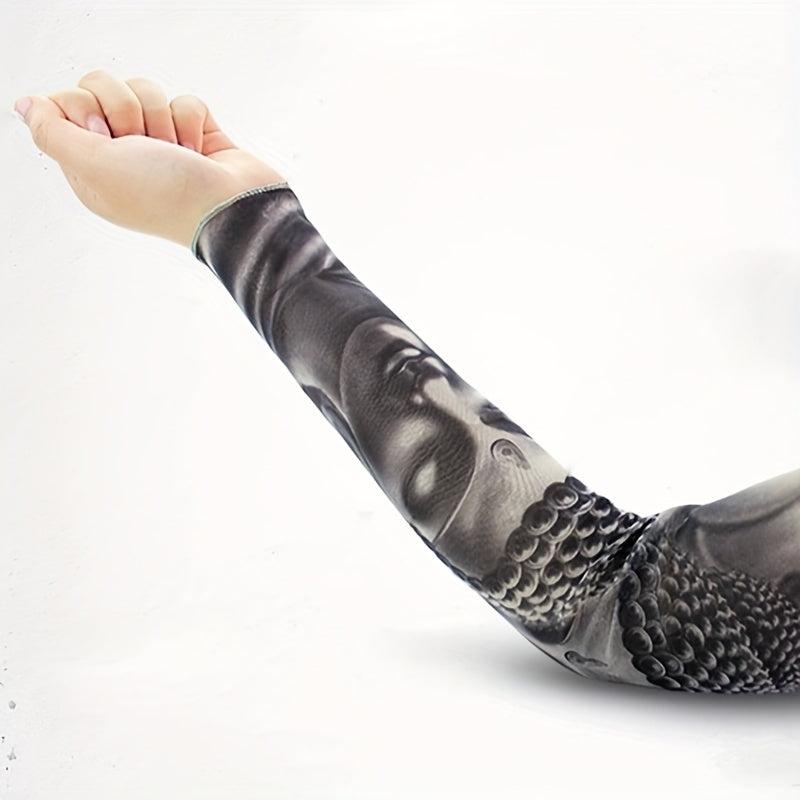 Men's Buddha Pattern Sun Protection Sleeves for Outdoor Travel