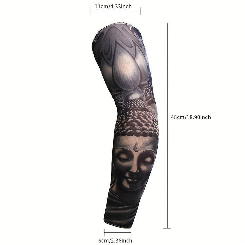 Men's Buddha Pattern Sun Protection Sleeves for Outdoor Travel