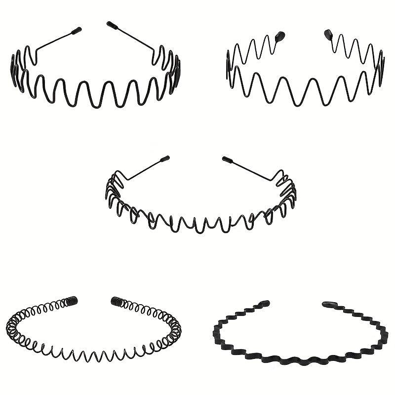 5pcs Metal Wavy Hair Head Band Spring Sports Hair Band Headwear Hair Hoop