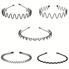 5pcs Metal Wavy Hair Head Band Spring Sports Hair Band Headwear Hair Hoop