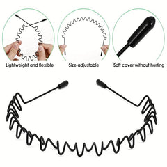 5pcs Metal Wavy Hair Head Band Spring Sports Hair Band Headwear Hair Hoop
