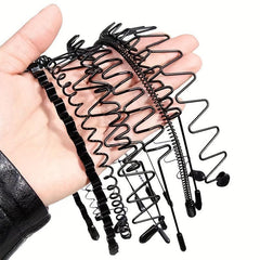 5pcs Metal Wavy Hair Head Band Spring Sports Hair Band Headwear Hair Hoop