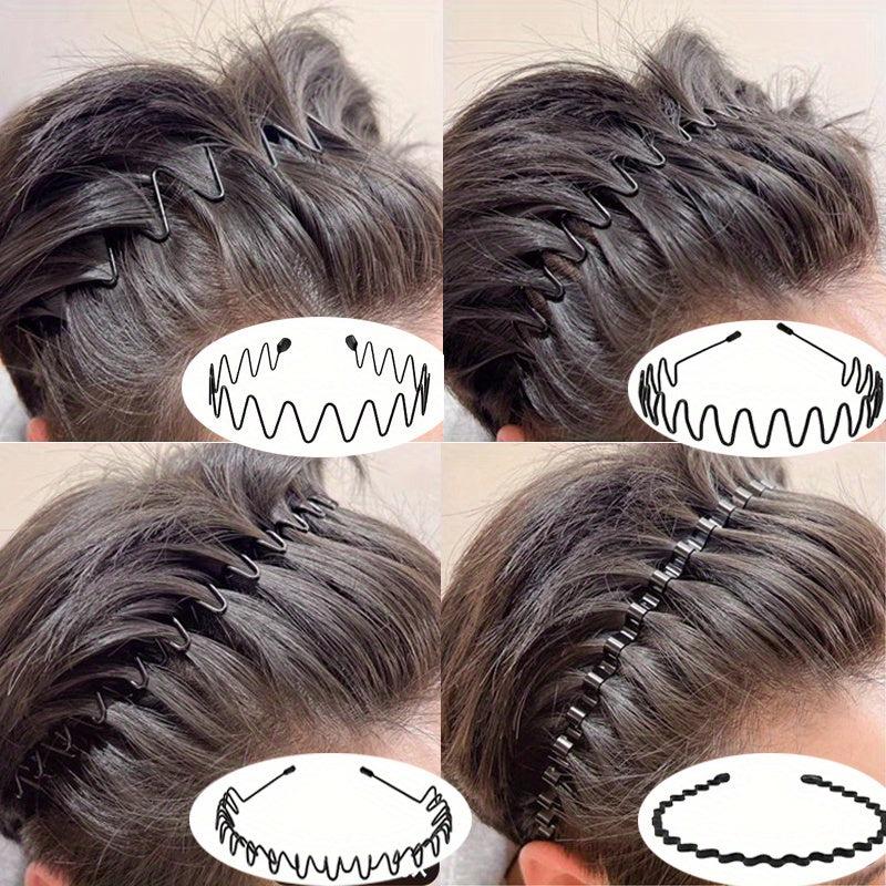 5pcs Metal Wavy Hair Head Band Spring Sports Hair Band Headwear Hair Hoop
