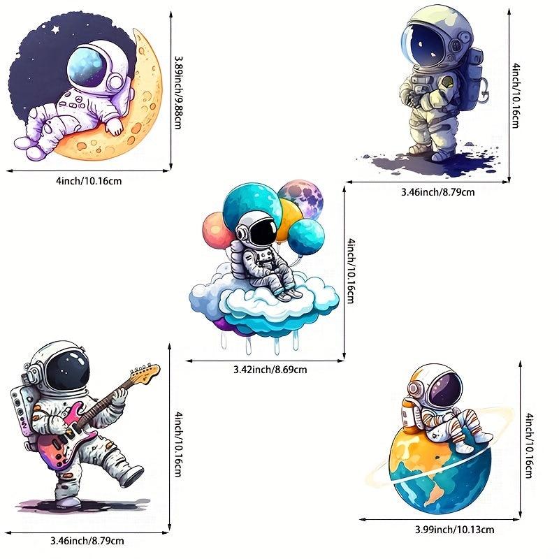 5 Pack Astronaut Heat Transfer Decals Iron on Patches Stickers DIY Crafts