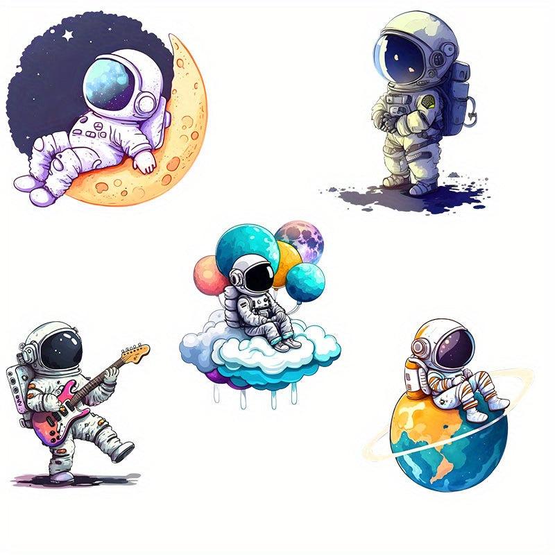 5 Pack Astronaut Heat Transfer Decals Iron on Patches Stickers DIY Crafts