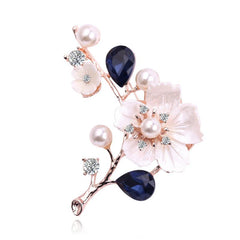 Natural Shell Crystal Plum Blossom Brooch Pin