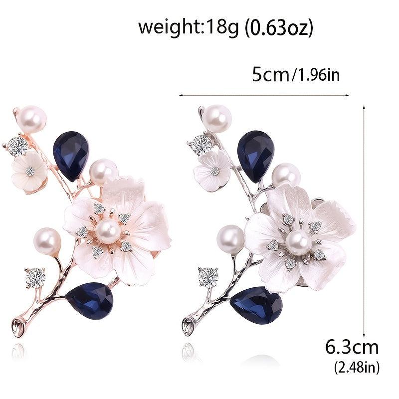 Natural Shell Crystal Plum Blossom Brooch Pin