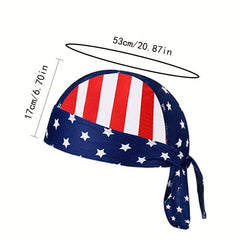 American Flag Pirate Bandana Durag Cap for Men Women