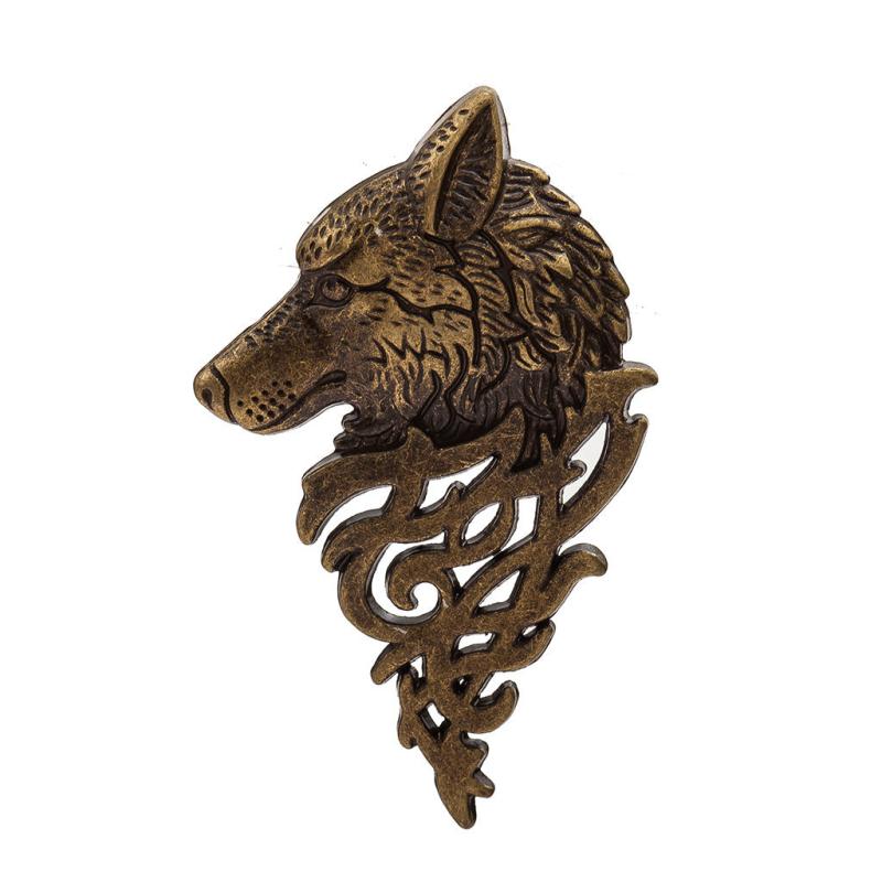Vintage Men's Suit Collar Pin Wolf Head Brooch