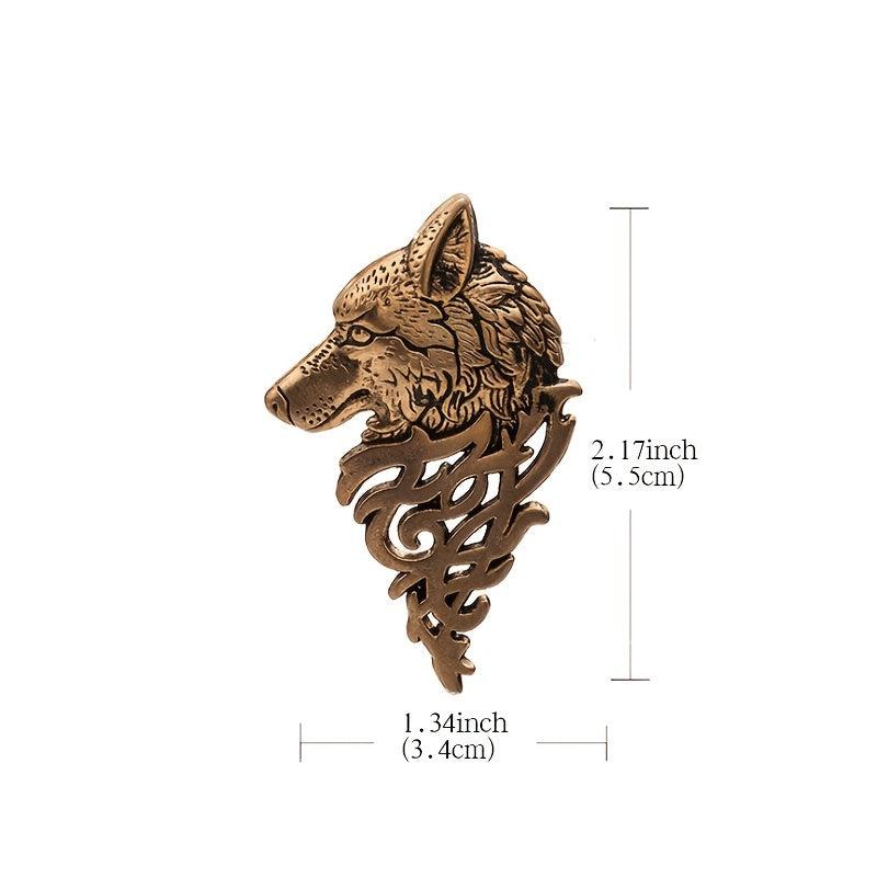 Vintage Men's Suit Collar Pin Wolf Head Brooch