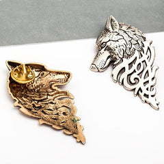 Vintage Men's Suit Collar Pin Wolf Head Brooch