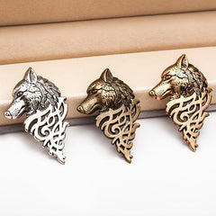 Vintage Men's Suit Collar Pin Wolf Head Brooch