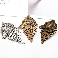 Vintage Men's Suit Collar Pin Wolf Head Brooch