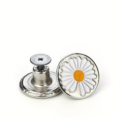 10pcs Flower Pattern Seam Button Pins For Jeans 5 Silver 5 Copper