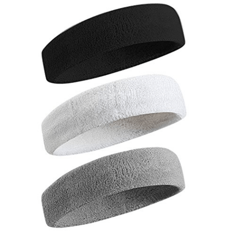 3pcs Pack Gray Sweat Absorption Headband for Sports & Fitness