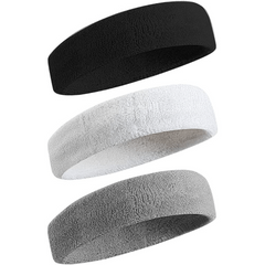 3pcs Pack Gray Sweat Absorption Headband for Sports & Fitness