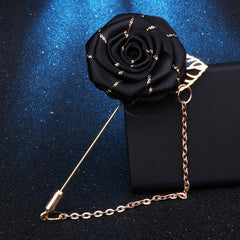 Groom Wedding Corsage Brooch Fabric Rose Tassel Chain Suit Accessories