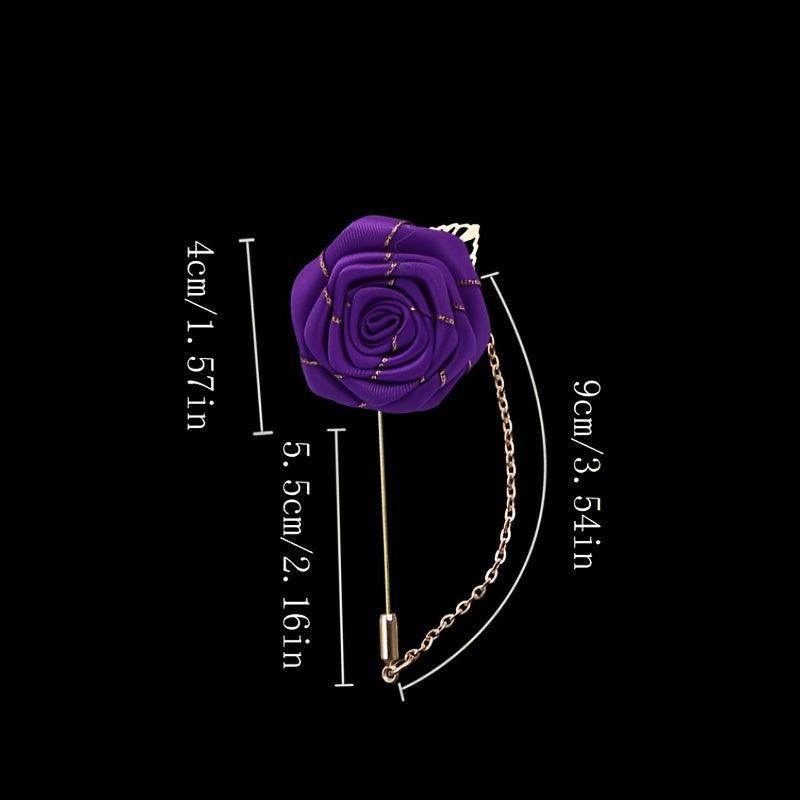 Groom Wedding Corsage Brooch Fabric Rose Tassel Chain Suit Accessories