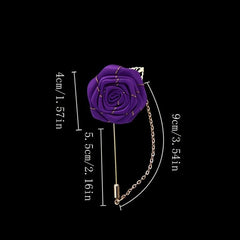 Groom Wedding Corsage Brooch Fabric Rose Tassel Chain Suit Accessories