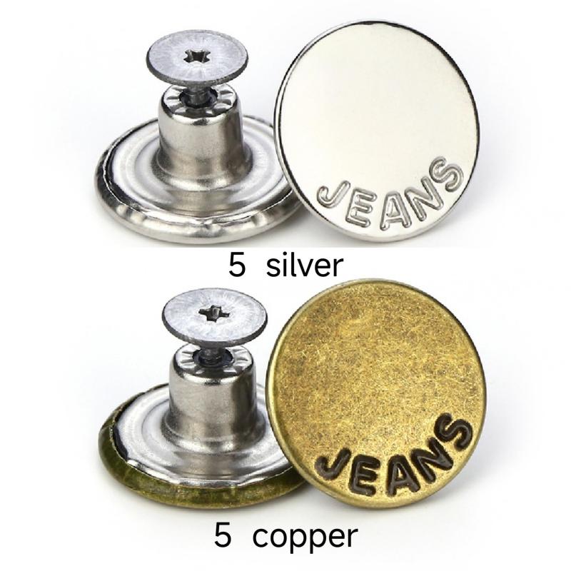 10pcs Seam Button Pins for Jeans Set with Screwdriver