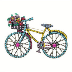 Shining Bike Brooches Flowers Pins For Men