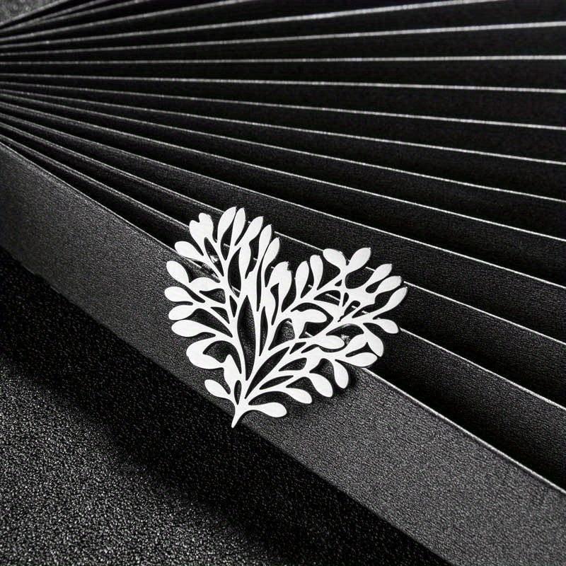 Titanium Steel Love Leaf Brooch Suit Jacket Pin