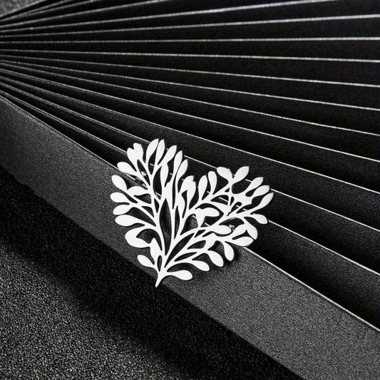 Titanium Steel Love Leaf Brooch Suit Jacket Pin