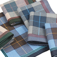 6pcs Men's Plaid Handkerchiefs Soft Sweatshirt Hankies