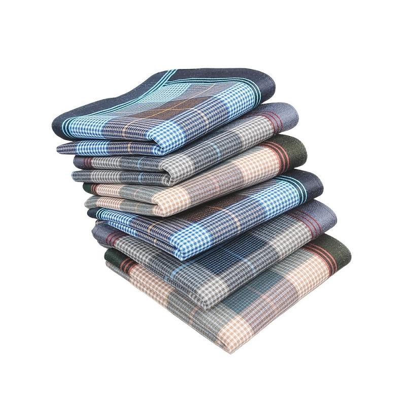 6pcs Men's Plaid Handkerchiefs Soft Sweatshirt Hankies