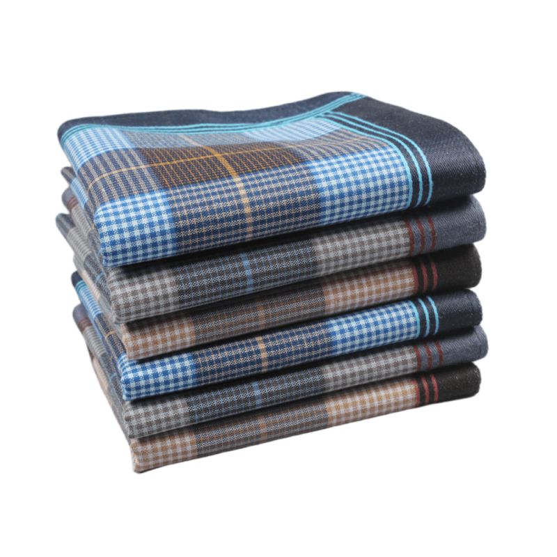 6pcs Men's Plaid Handkerchiefs Soft Sweatshirt Hankies