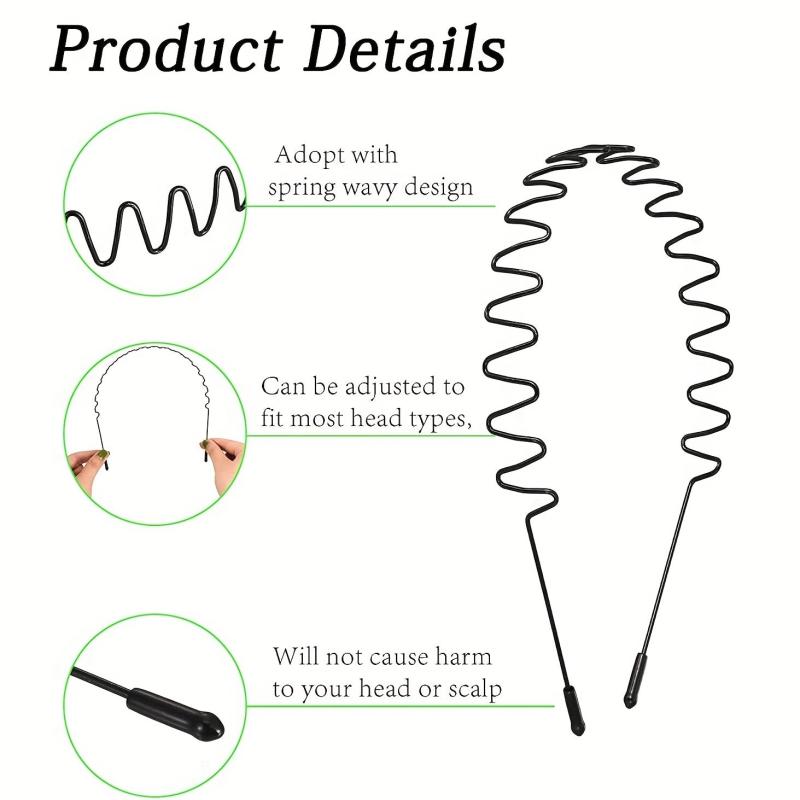 5pcs Elastic Wavy Spring Wave Hair Band Metal Hair Hoop Sport Hair Band