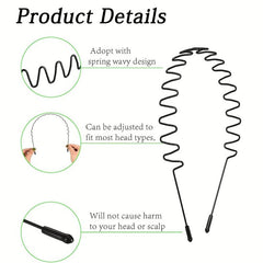 5pcs Elastic Wavy Spring Wave Hair Band Metal Hair Hoop Sport Hair Band