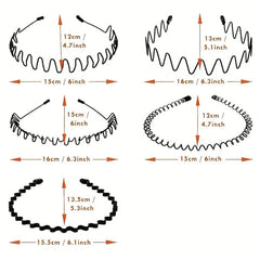 5pcs Elastic Wavy Spring Wave Hair Band Metal Hair Hoop Sport Hair Band