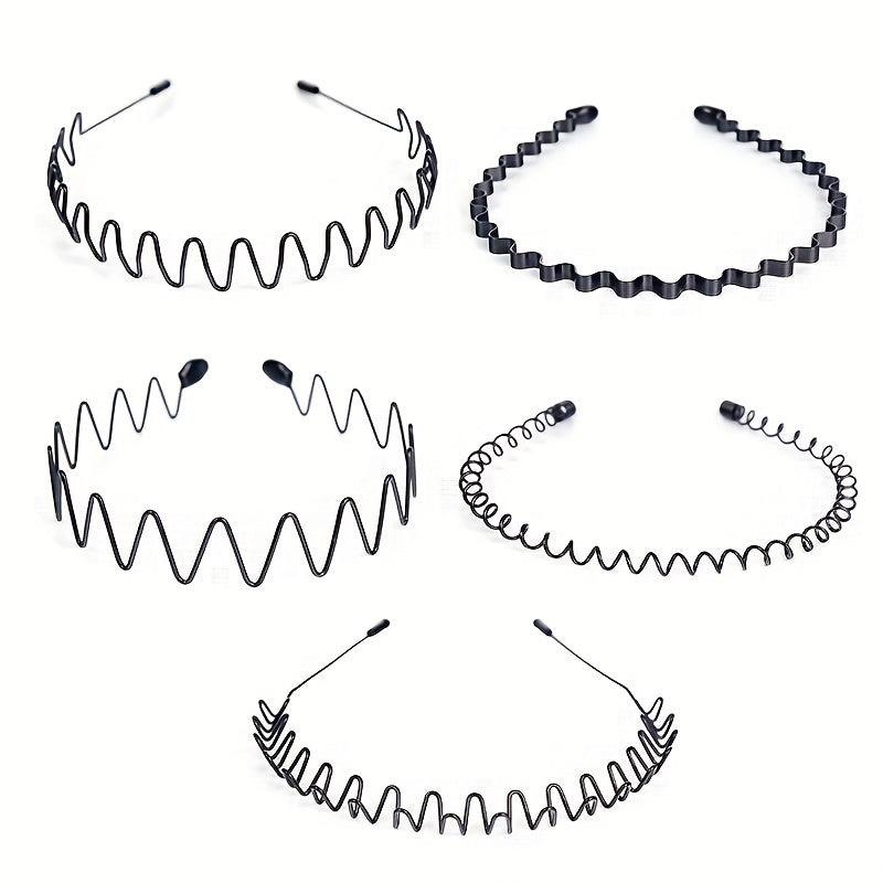 5pcs Elastic Wavy Spring Wave Hair Band Metal Hair Hoop Sport Hair Band