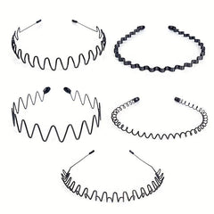 5pcs Elastic Wavy Spring Wave Hair Band Metal Hair Hoop Sport Hair Band