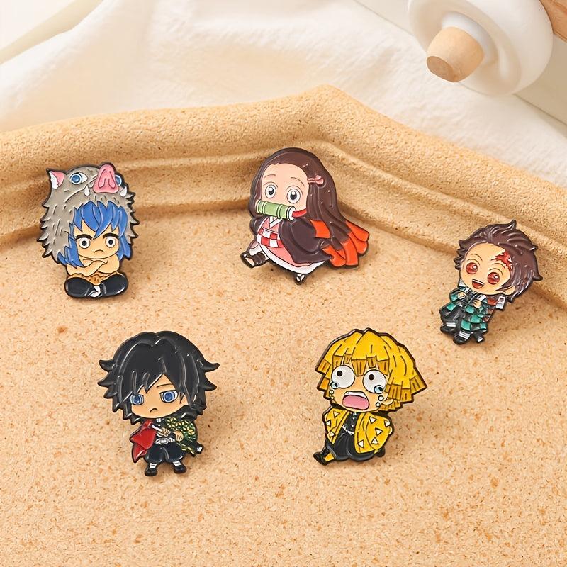 5pcs Men's Cartoon Brooch For Backpack Jeans