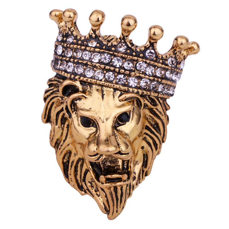 Vintage Lion Brooch King Of The Prairie Crown Pin Coat Jacket Suit Accessories