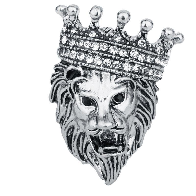Vintage Lion Brooch King Of The Prairie Crown Pin Coat Jacket Suit Accessories