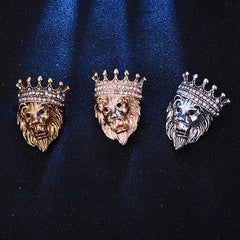 Vintage Lion Brooch King Of The Prairie Crown Pin Coat Jacket Suit Accessories