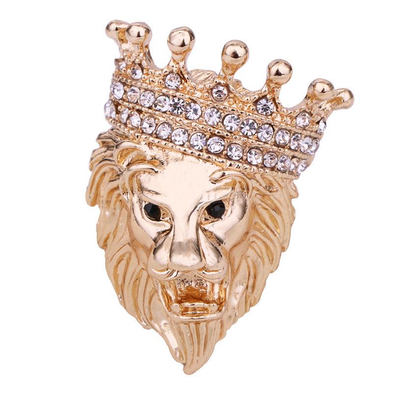 Vintage Lion Brooch King Of The Prairie Crown Pin Coat Jacket Suit Accessories